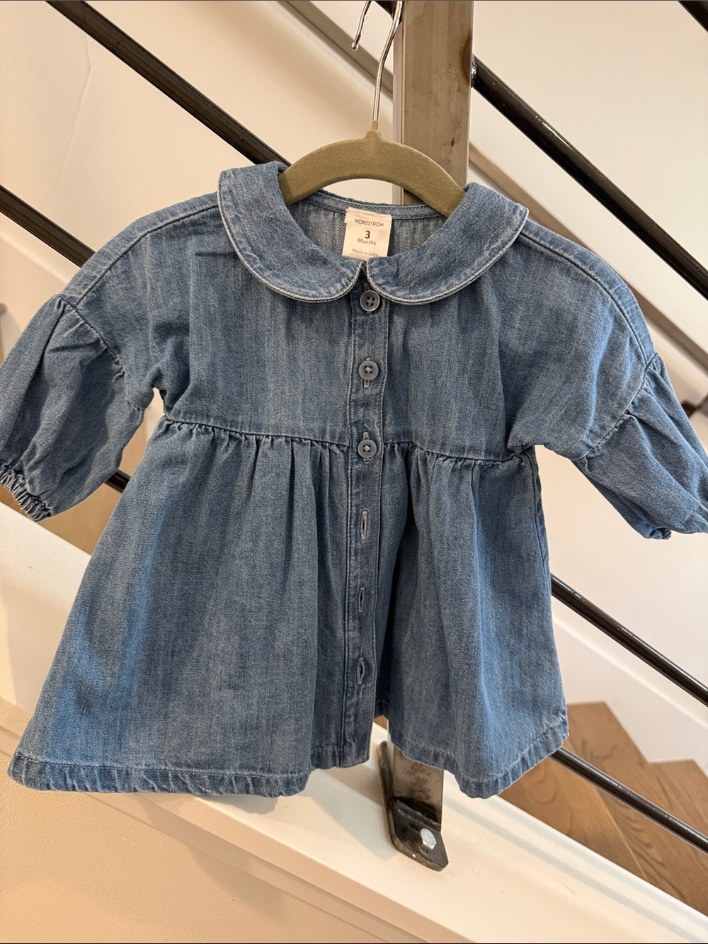 Nordstrom Girls' Denim Button-Front Jacket Dress in Blue